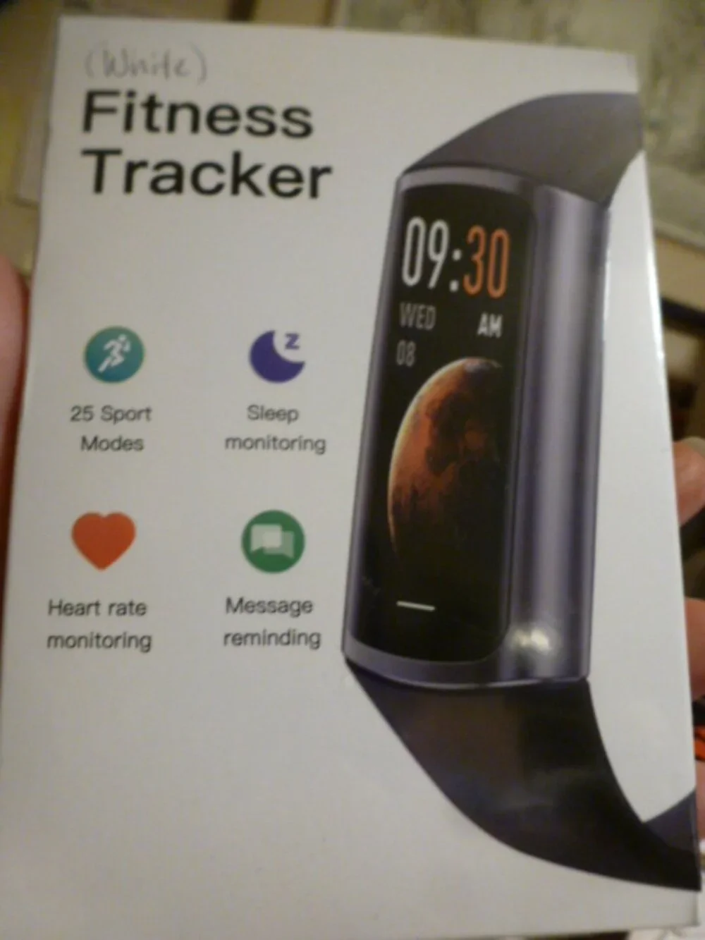 Fitness Tracker watch USB recharge - white or black NEW